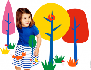 Petit Bateau x Jake Studio : projet de scénario pour les clients des boutiques avec renard, lapin et fleurs