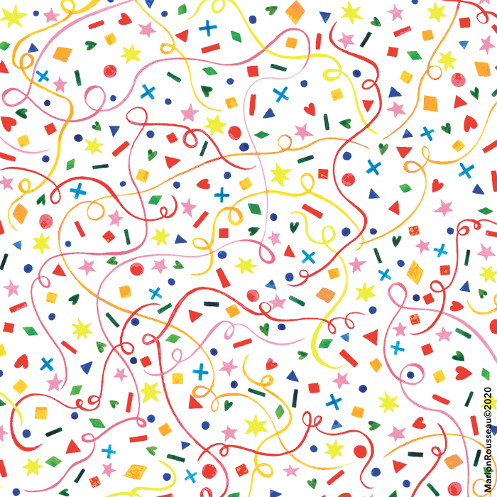Carte de voeux 2020 par Oyeah Studio avec confettis et serpentins