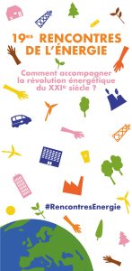Identité visuelle déclinée sur différents supports de communication (kakémono, programme, badge...) pour les 19è rencontres de l'Énergie, organisées par M&M Conseil