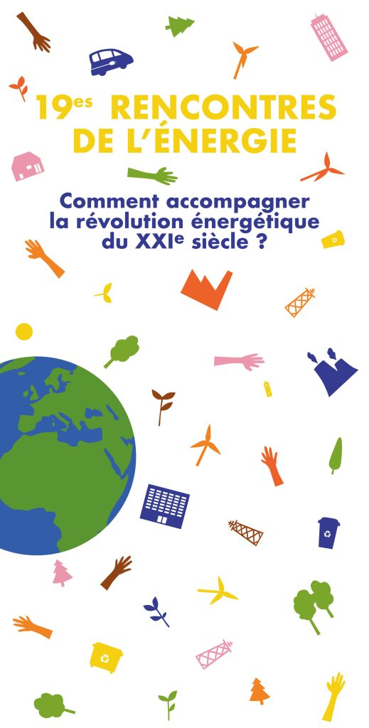Identité visuelle déclinée sur différents supports de communication (kakémono, programme, badge...) pour les 19è rencontres de l'Énergie, organisées par M&M Conseil