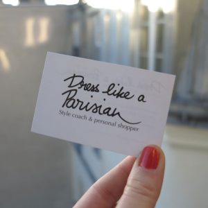 Carte de visite et identité visuelle pour Aloïs Guinut, styliste personnelle sous le nom Dress Like a Parisian