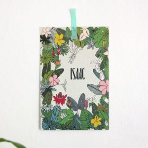 OYeah Studio - Faire-part de naissance dessiné à Paris, avec fleurs et feuillage tropical