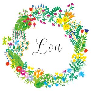 Oyeah Studio - Faire-part de naissance dessiné à Paris, avec fleurs et feuillages à l'aquarelle