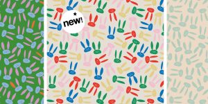 motif-pattern de têtes de lapins dubitatifs stylisés pour la mode enfantine. by Oyeah Studio-Marion Rousseau